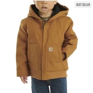 NWOT Boy's CARHARTT Brown Duck Canvas Lined Hooded Jacket Coat Sz 12 mos